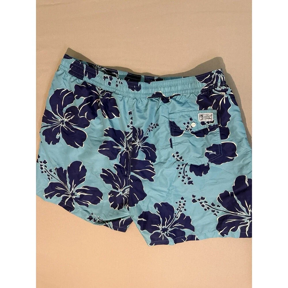 Polo Ralph Lauren Swim Shorts Mens Teal/Navy Drawstring 2X Beach Summer Trend